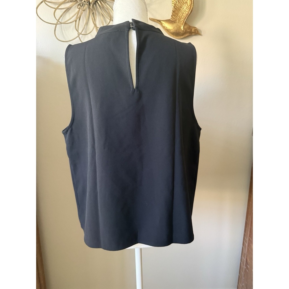LOFT Women's Large Black Beaded Bug Insect Blouse Sleeveless Mock Neck NWOT - Picture 5 of 8